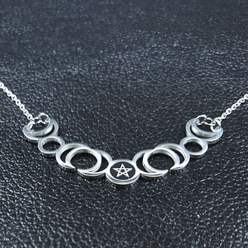 Gothic Triple Moon Goddess Necklace (available in 3 colors)