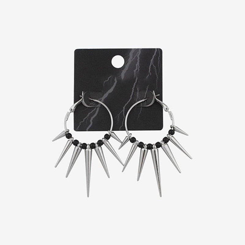 Gothic Punk Spikes Hoop Earrings