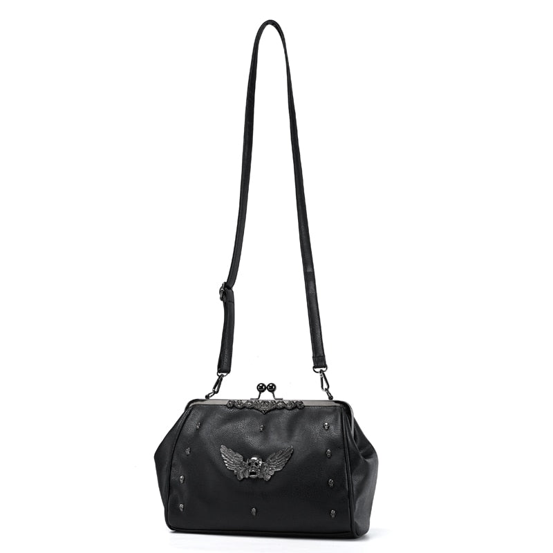 Gothic Skull Rivet PU Leather Two Way Handbag Shoulder Bag