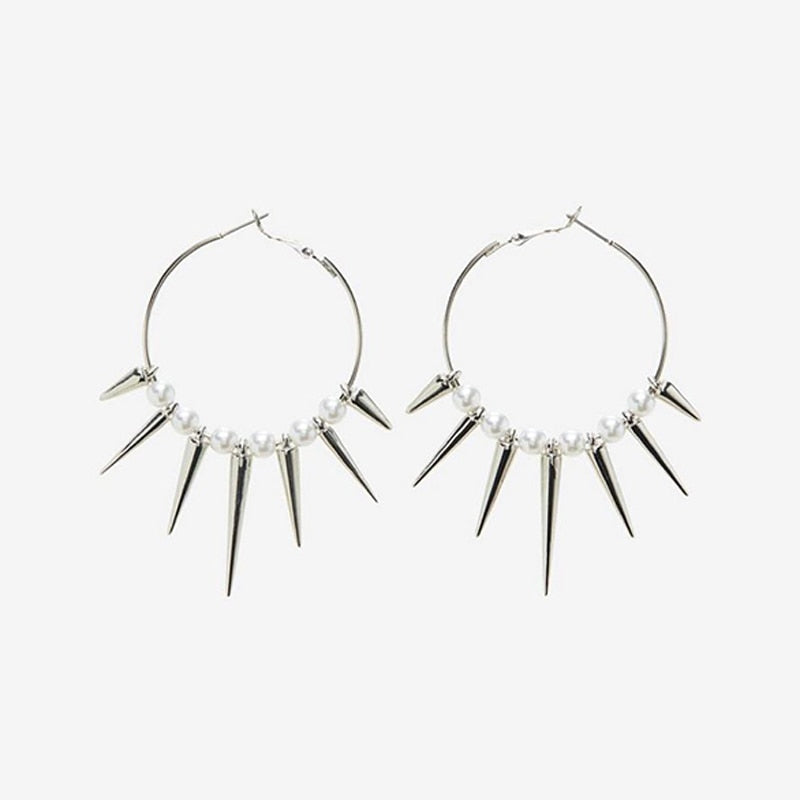 Gothic Punk Spikes Hoop Earrings