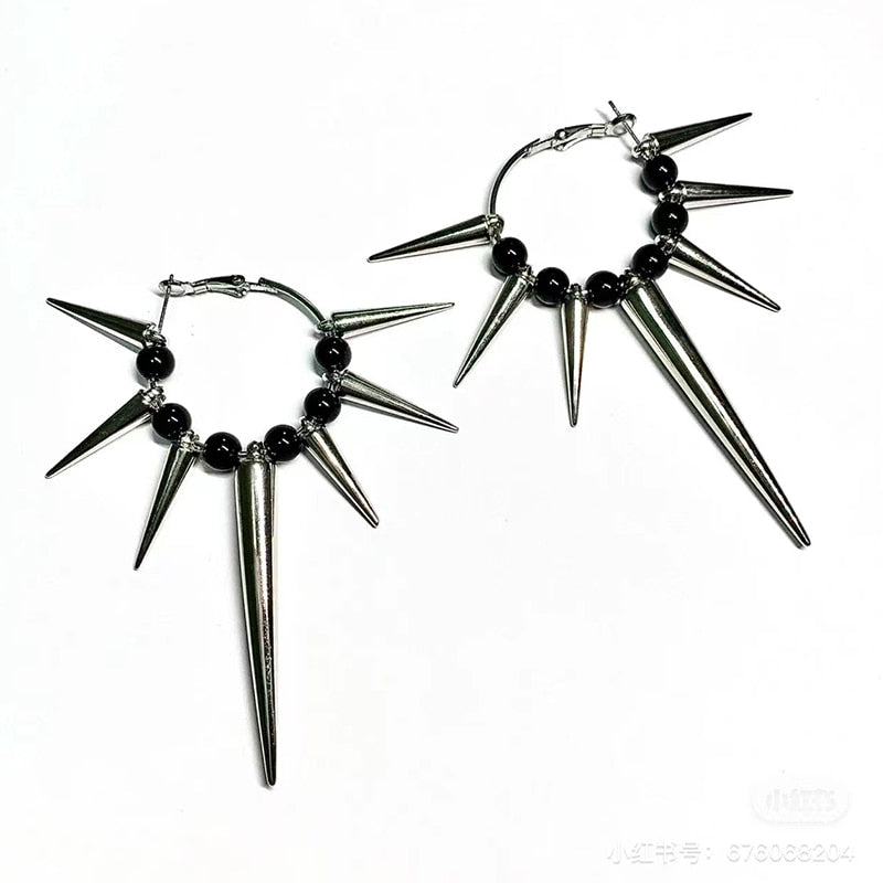 Gothic Punk Spikes Hoop Earrings