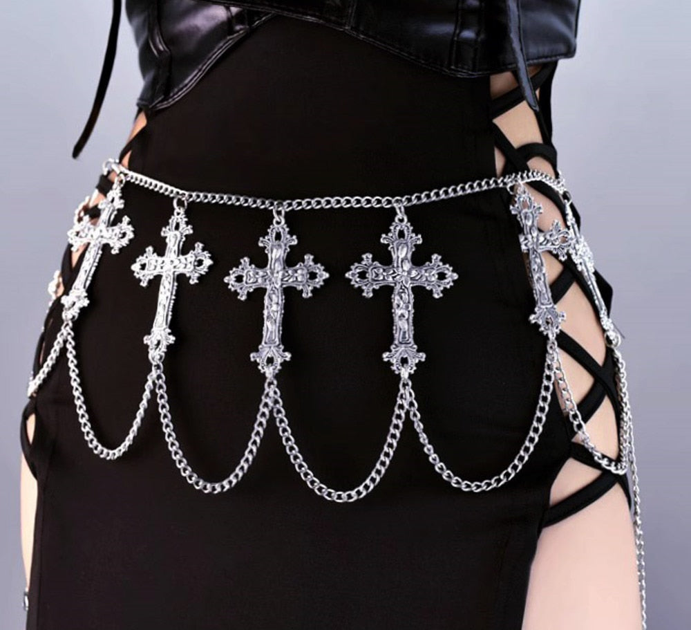 Gothic Cross Chain Waist Belt