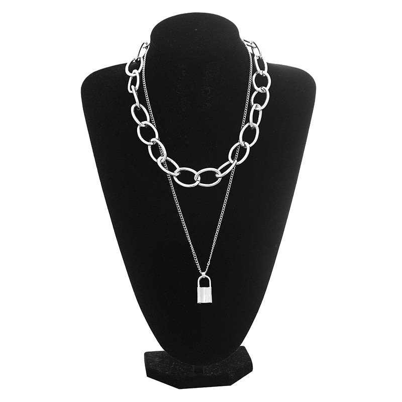 Gothic Grunge Padlock Chain Choker Necklace