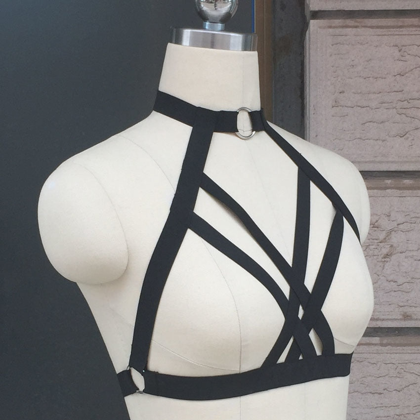 Gothic Choker Bra Cage Harness