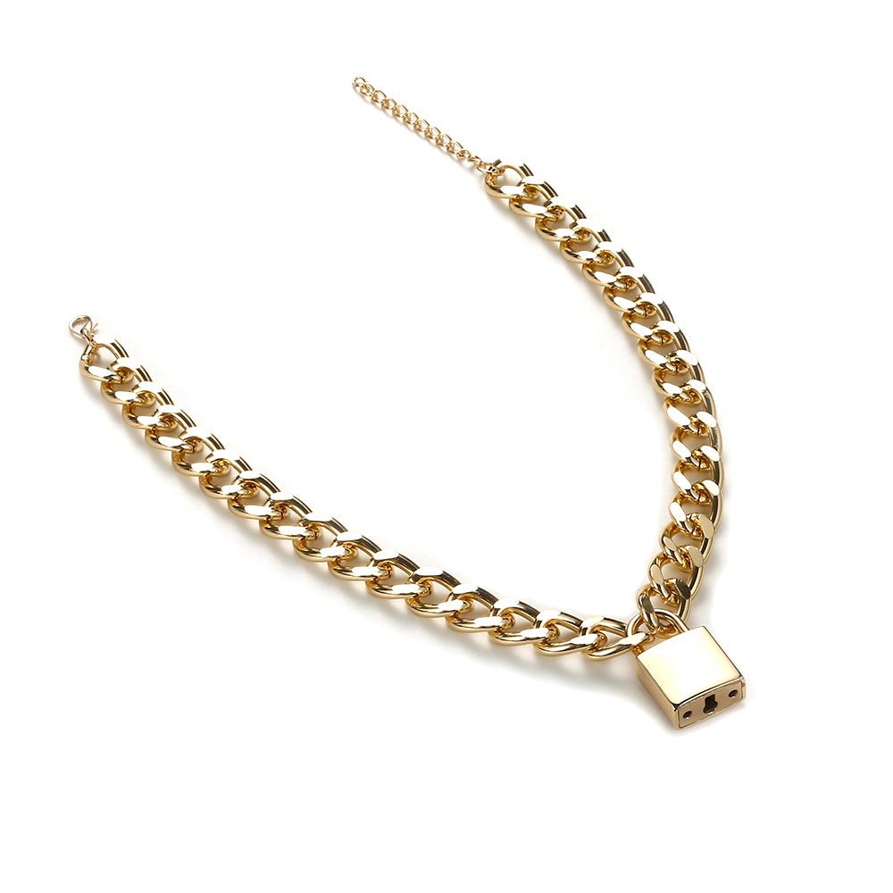 Gothic Grunge Padlock Thick Chain Necklace