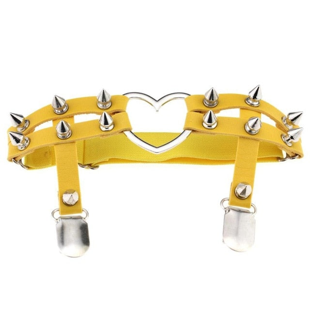Gothic Harajuku Heart and Spikes Leg Garter Suspender (Available in 8 colors)