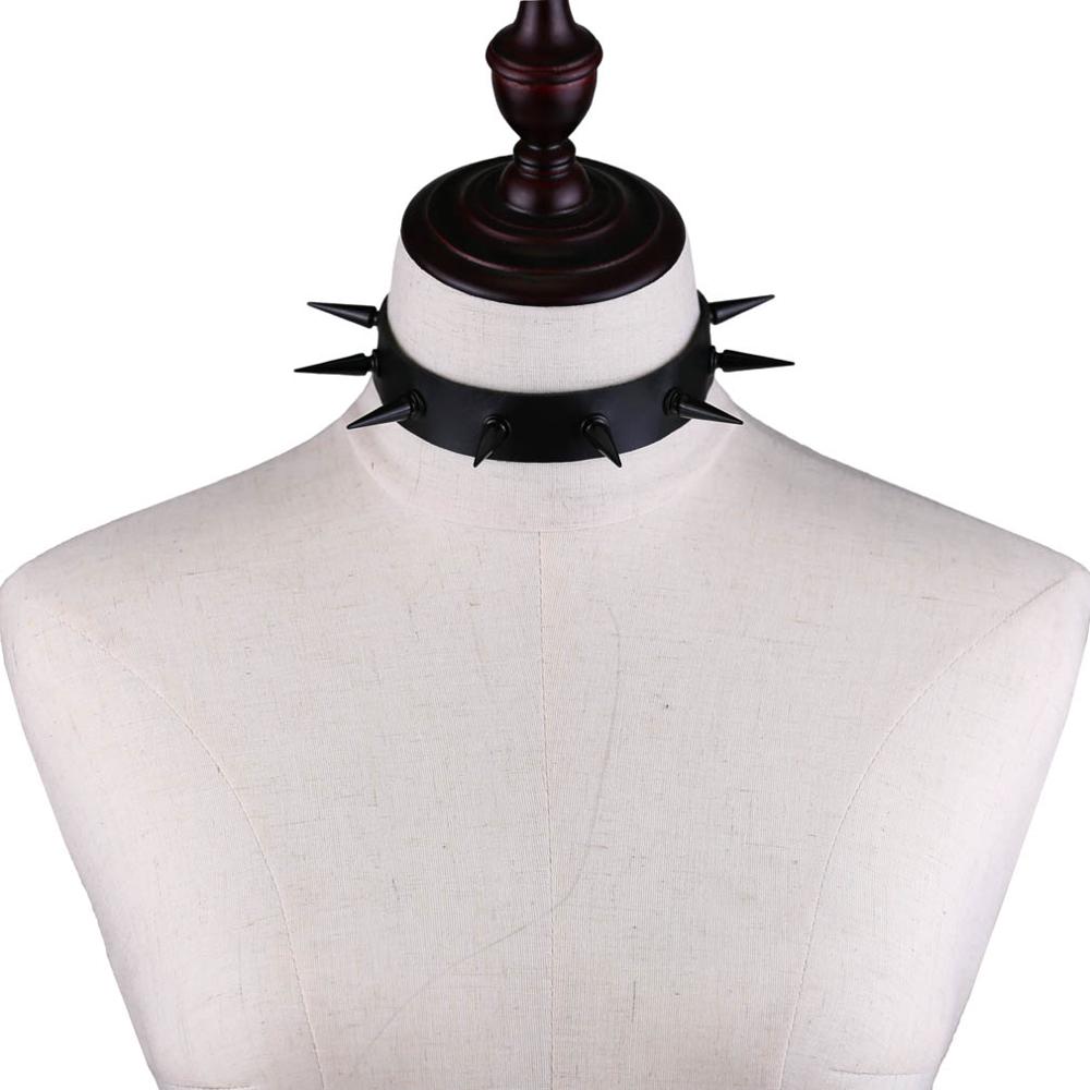 Gothic Punk All Black Large Spikes Choker Necklace (Available in 16 colors)