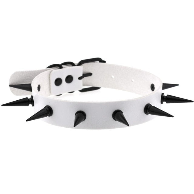 Gothic Punk All Black Large Spikes Choker Necklace (Available in 16 colors)