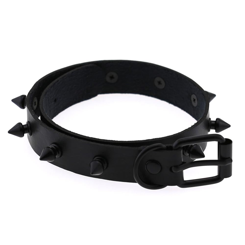 Gothic Punk All Black Small Spikes Choker Necklace (Available in 16 colors)
