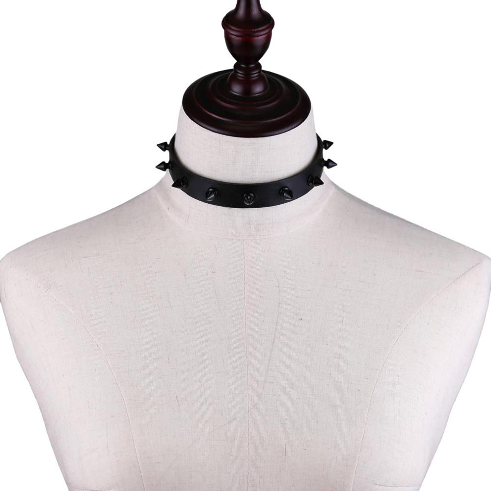 Gothic Punk All Black Small Spikes Choker Necklace (Available in 16 colors)