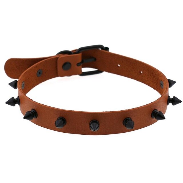 Gothic Punk All Black Small Spikes Choker Necklace (Available in 16 colors)
