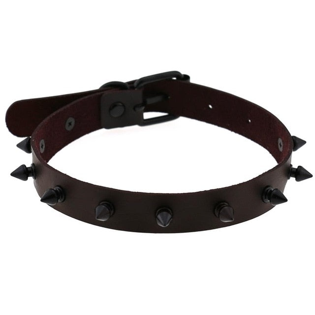 Gothic Punk All Black Small Spikes Choker Necklace (Available in 16 colors)