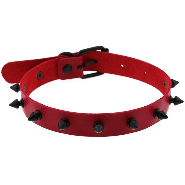 Gothic Punk All Black Small Spikes Choker Necklace (Available in 16 colors)