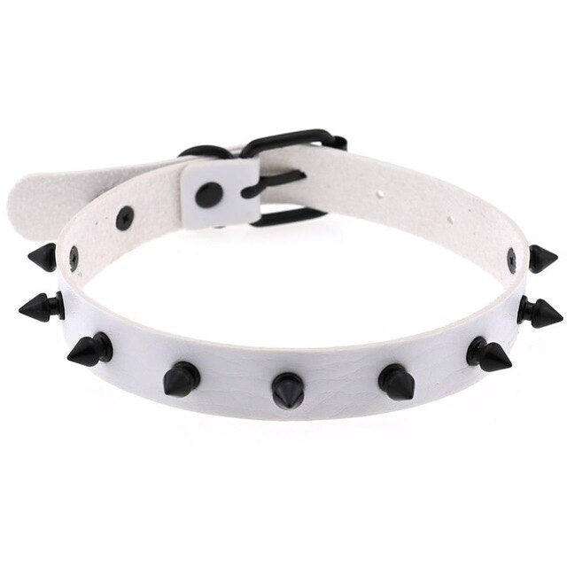 Gothic Punk All Black Small Spikes Choker Necklace (Available in 16 colors)