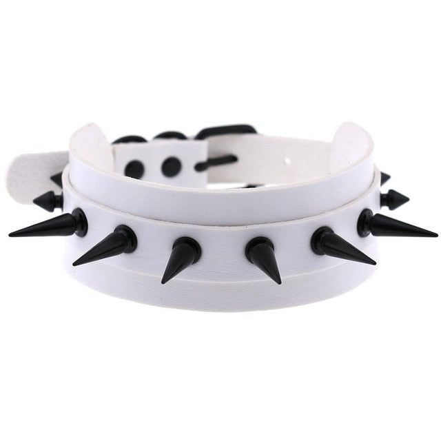 Gothic Punk All Black Large Spikes Choker Necklace (Available in 16 colors)
