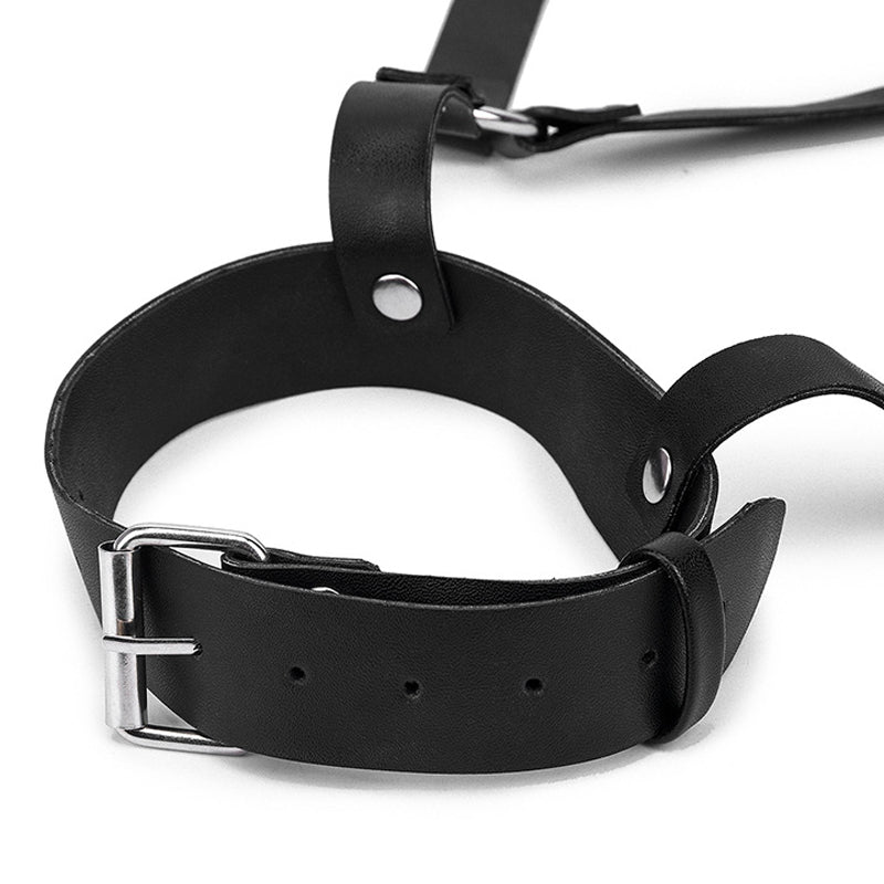 Gothic Faux Leather Choker Chest O-Ring Harness