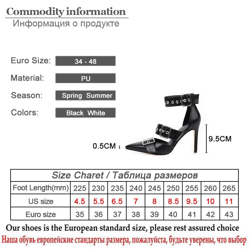 Gothic Pointed Toe Buckle Rivets Stiletto Pumps Heels