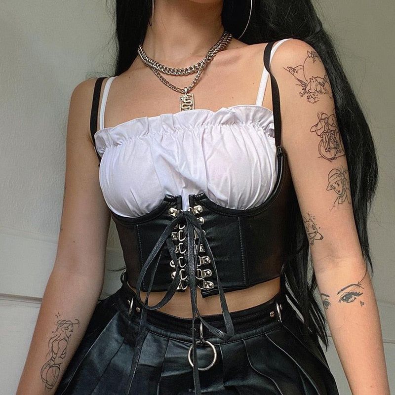 Gothic Lace Up Vest Corset Top