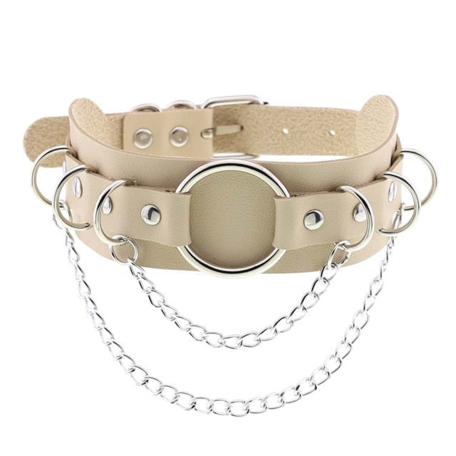 Gothic Punk Double Chain O-Ring Choker Necklace