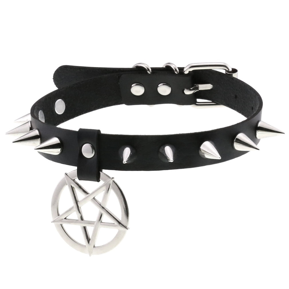 Gothic Spikes Pentagram Choker Necklace