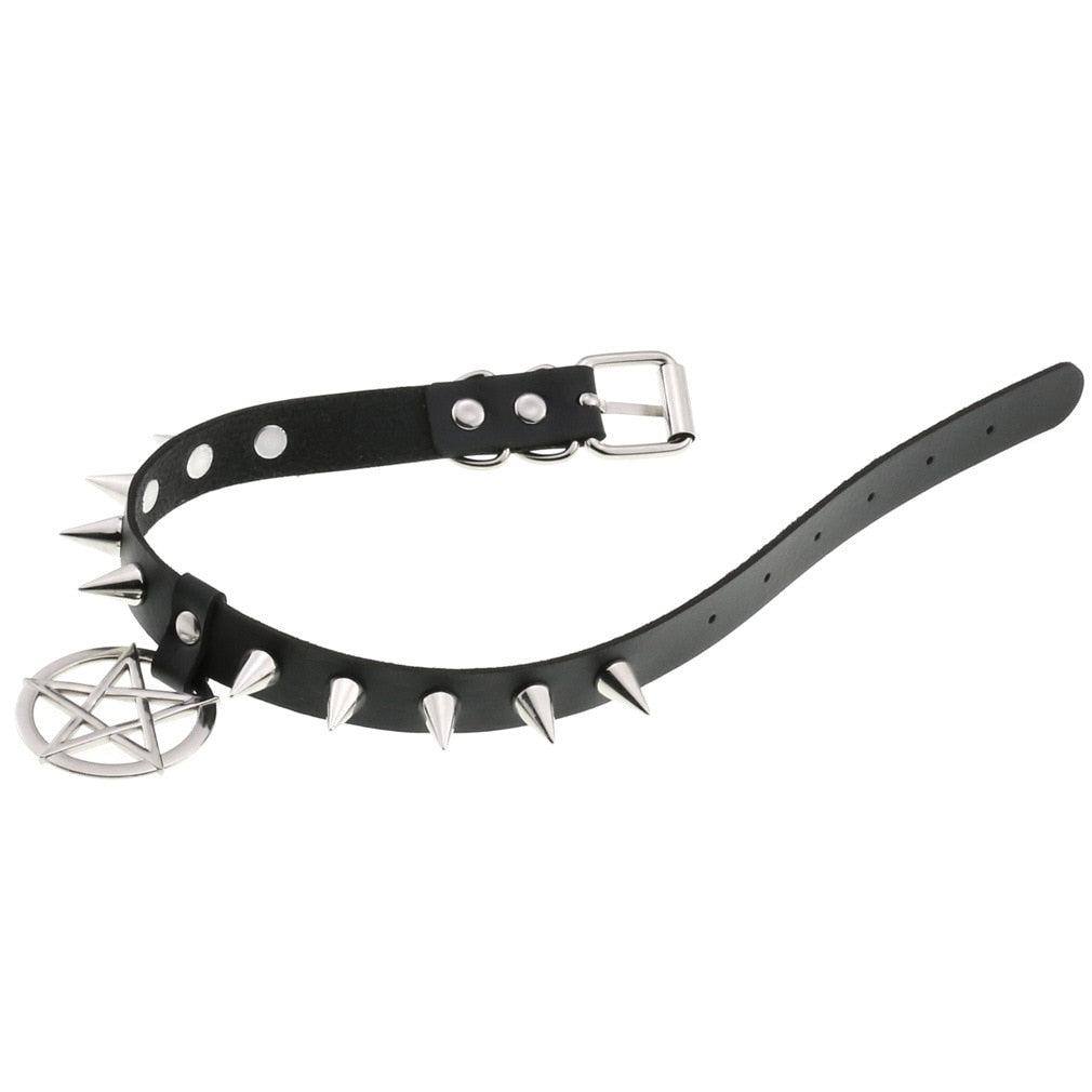 Gothic Spikes Pentagram Choker Necklace