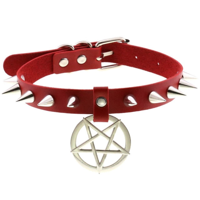 Gothic Spikes Pentagram Choker Necklace