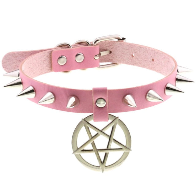 Gothic Spikes Pentagram Choker Necklace