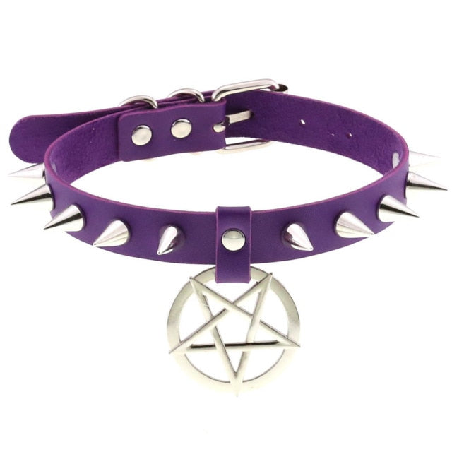 Gothic Spikes Pentagram Choker Necklace