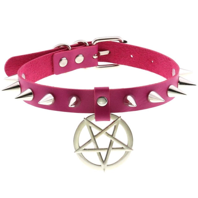 Gothic Spikes Pentagram Choker Necklace