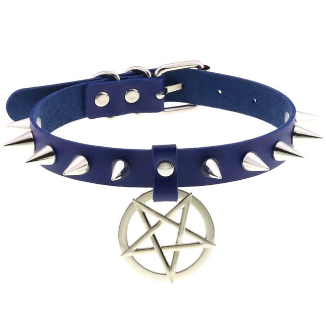 Gothic Spikes Pentagram Choker Necklace