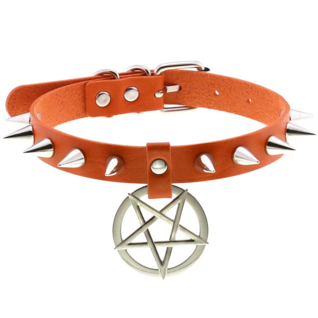 Gothic Spikes Pentagram Choker Necklace