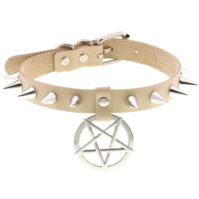 Gothic Spikes Pentagram Choker Necklace