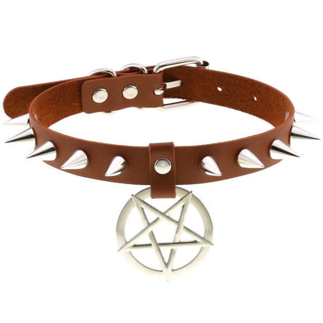 Gothic Spikes Pentagram Choker Necklace