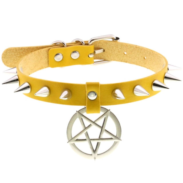 Gothic Spikes Pentagram Choker Necklace