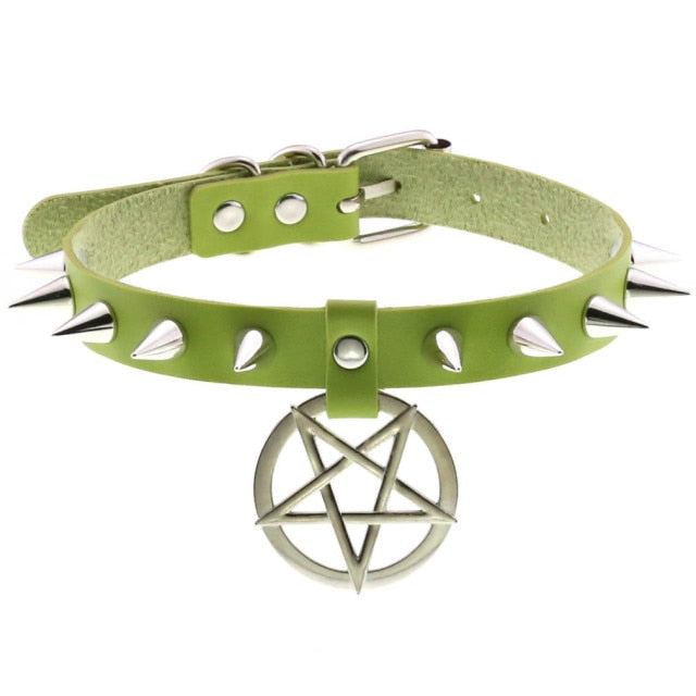 Gothic Spikes Pentagram Choker Necklace
