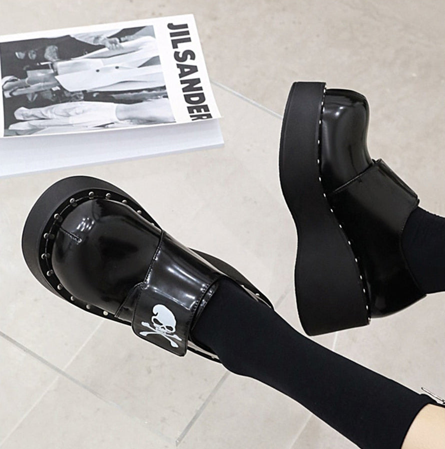 Gothic Skull Bones Platform Pumps Shoes