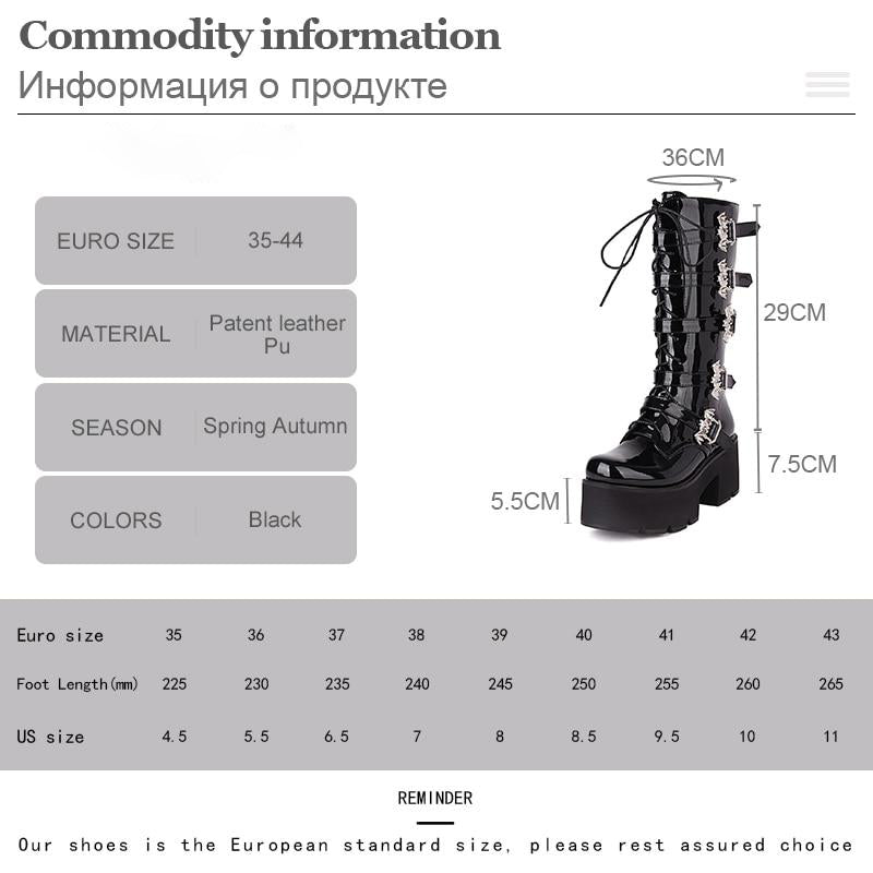 Gothic Bat Wings Buckles Strap Platform Boots