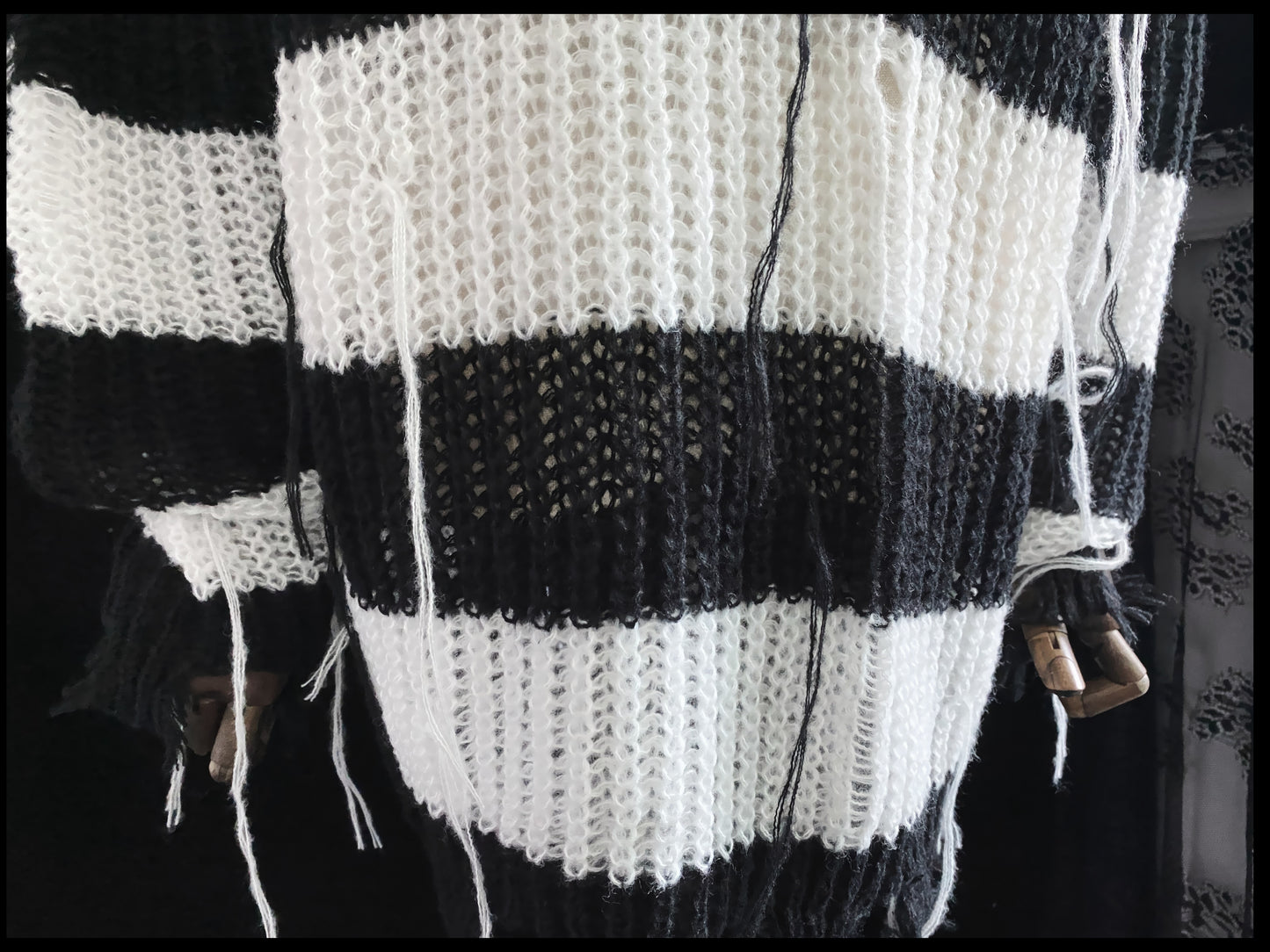 Gothic Harajuku Moon Star Striped Knitted Jumper Sweater Top