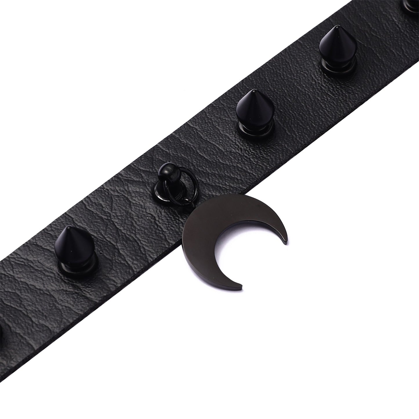Gothic Punk Black Crescent Moon Studded Choker Necklace (available in 5 colors)