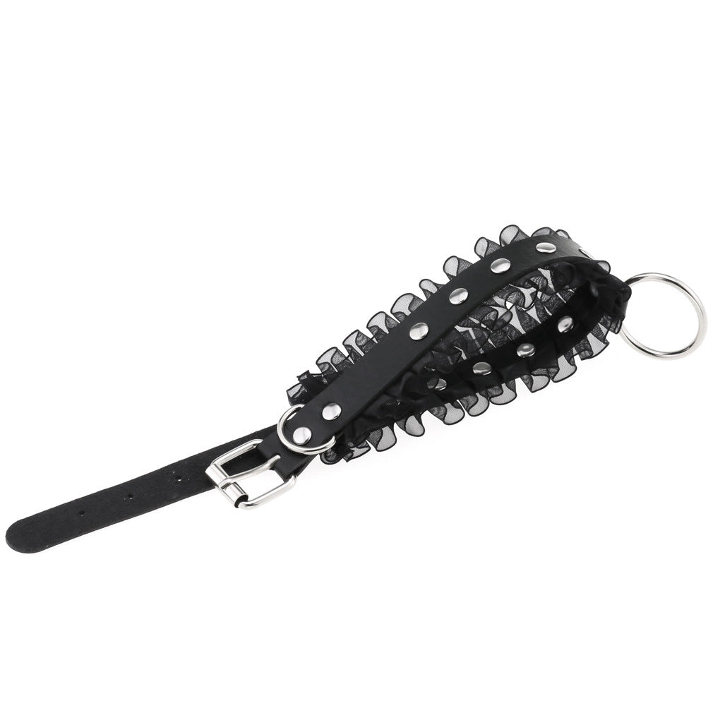 Gothic Leather Lace O-Ring Choker Necklace (available in 4 colors)