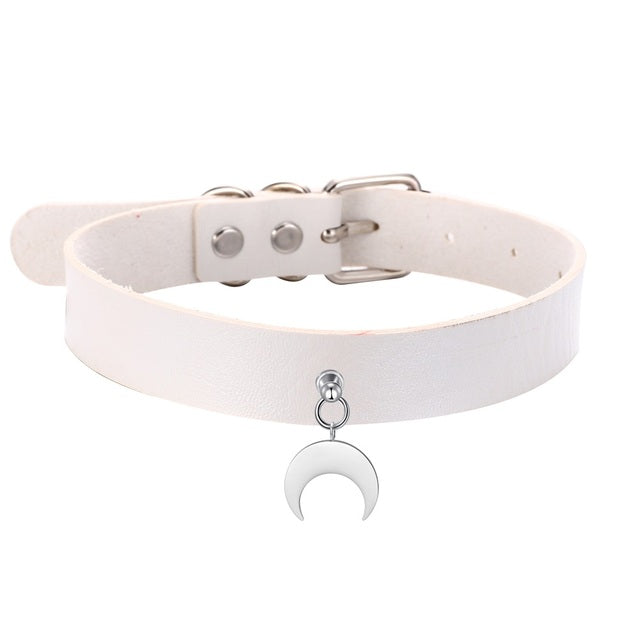 Gothic Moon Wiccan Collar Choker Necklace (available in 5 colors)