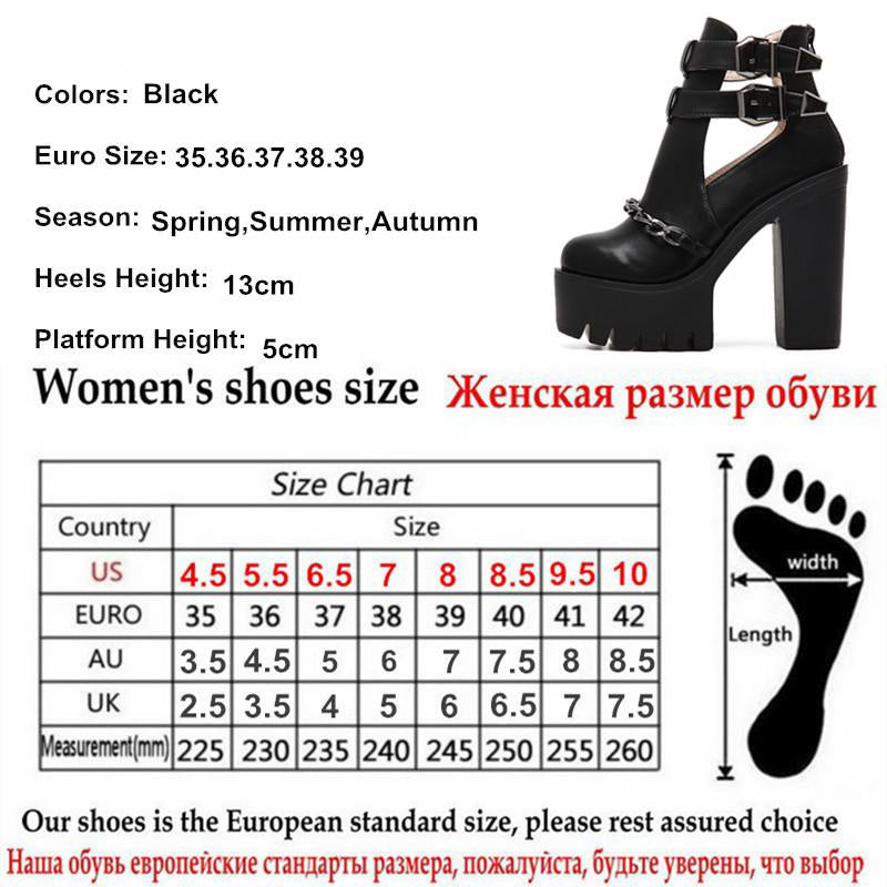 Gothic Punk Buckle Chain Ankle Platform Boots