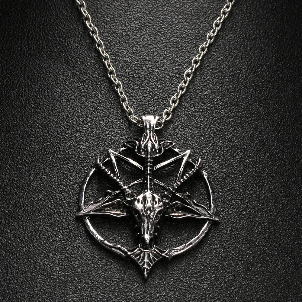 BAPHOMET Gothic Occult Goat Skull Pendant Necklace