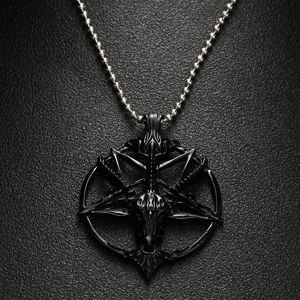 BAPHOMET Gothic Occult Goat Skull Pendant Necklace