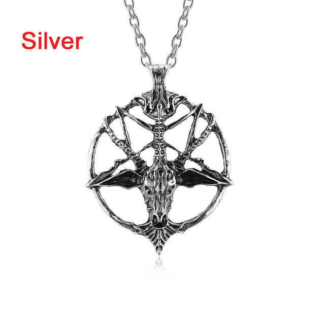 BAPHOMET Gothic Occult Goat Skull Pendant Necklace