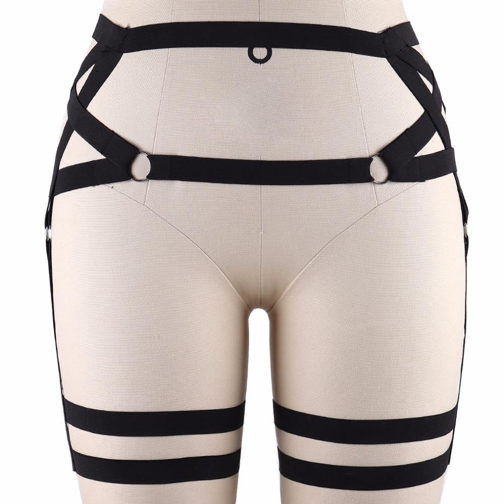 Gothic Pentagram Fetish Wear Thigh Leg Harness
