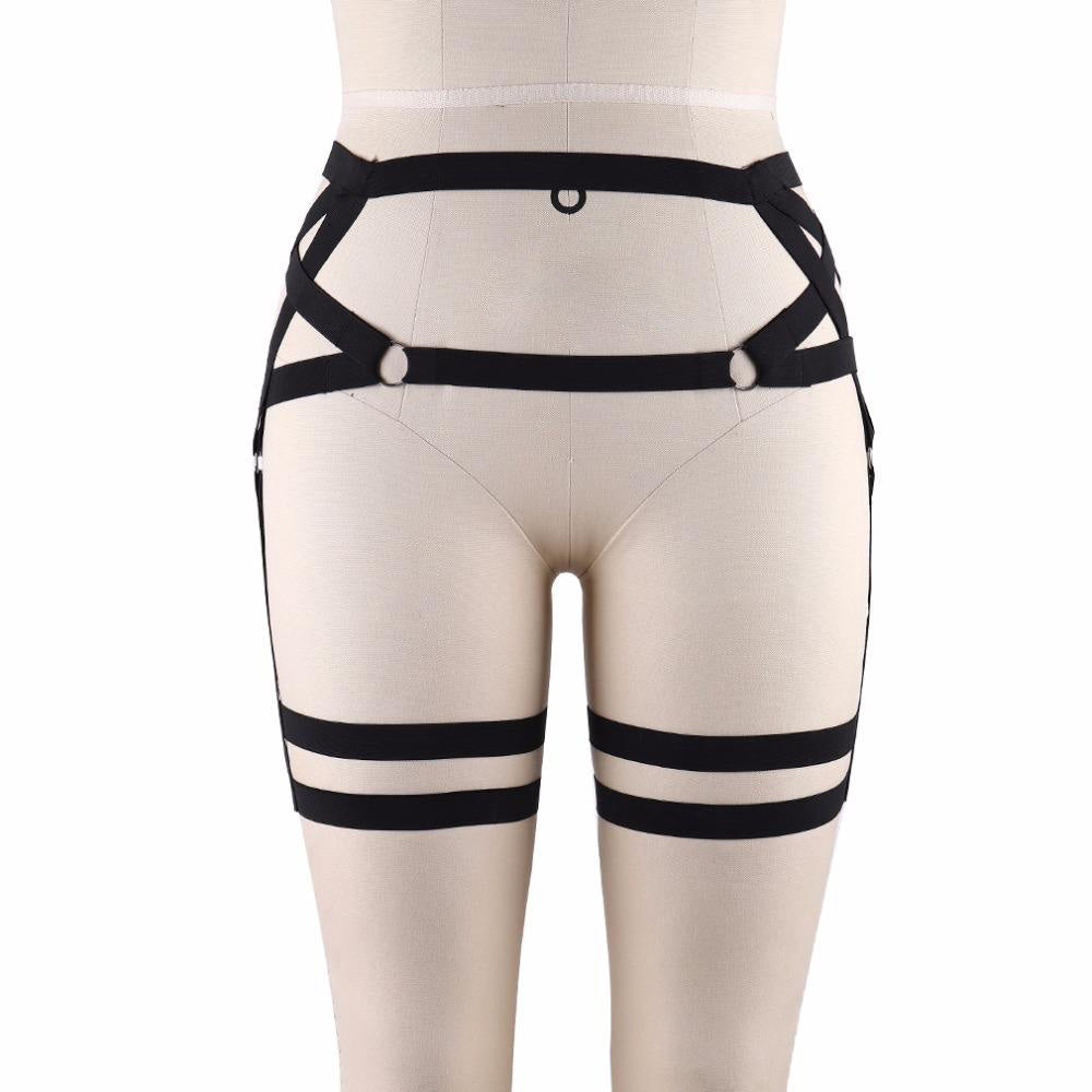 Gothic Pentagram Fetish Wear Thigh Leg Harness