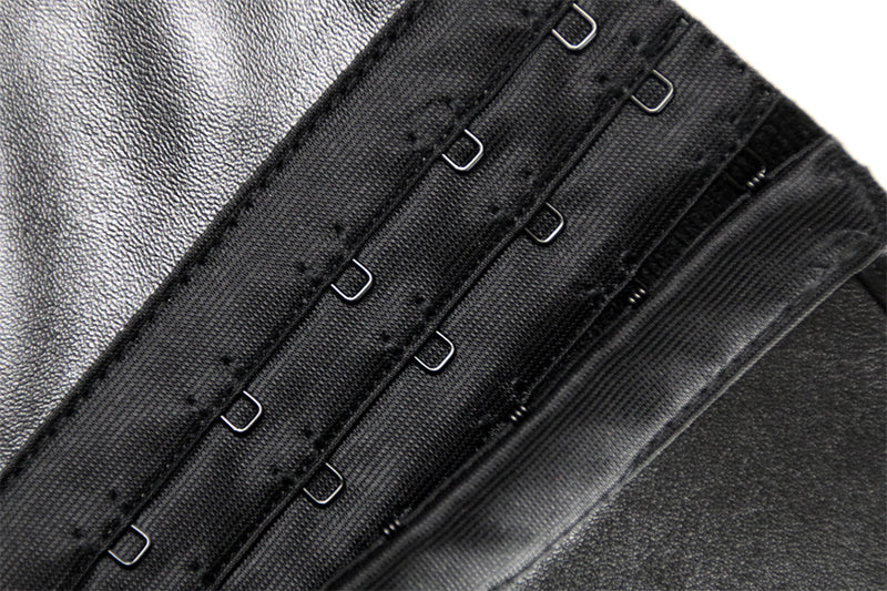 Sexy Gothic Faux Leather Lace Corset Bustier Top