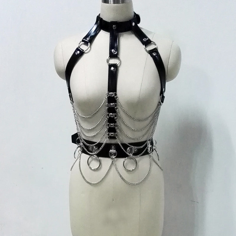Gothic Body Chain Choker Harness Belt Set