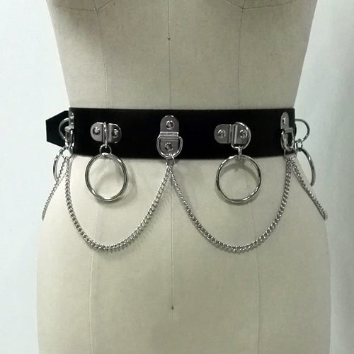Gothic Body Chain Choker Harness Belt Set